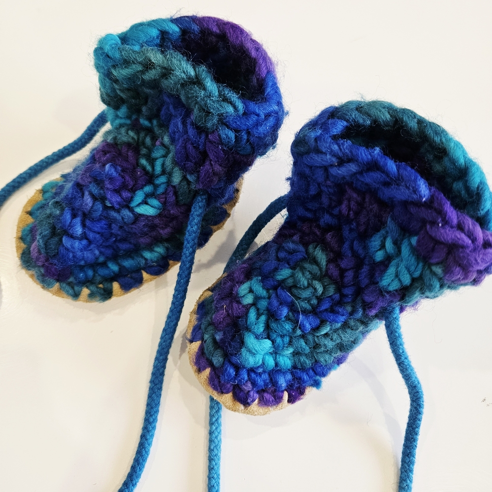 Cozy Knit Kids Shoes - Blue and Purple